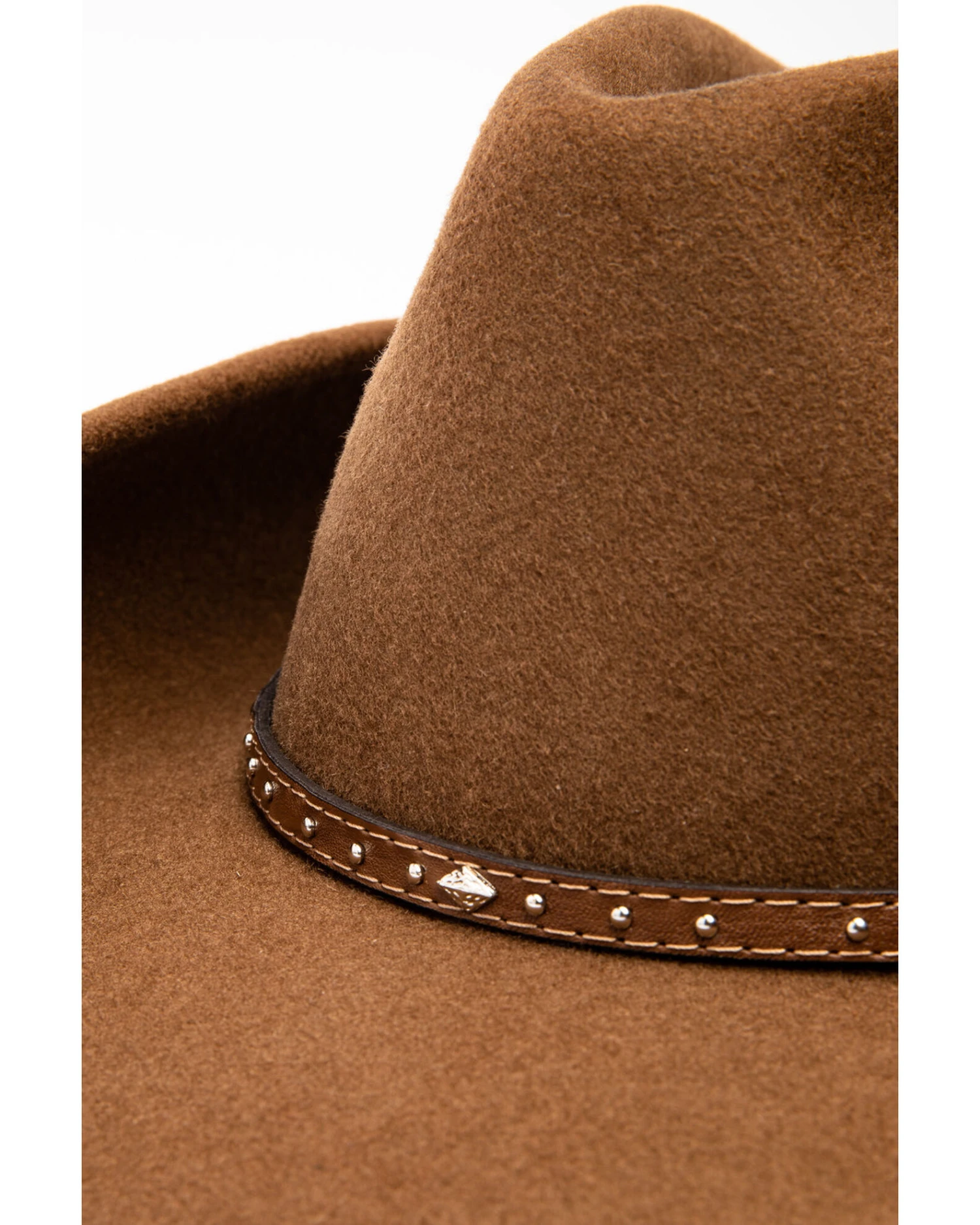 Cody James Men's Fawn Pinch Front Leather Stud Band Wool Hat 6 Cody James Men's Fawn Pinch Front Leather Stud Band Wool Hat - Image 6