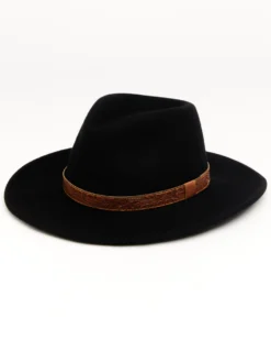 Cody James Men's Brown Leather Embossed Band Western Felt Hat