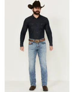 Cody James Core Men's Clover Leaf Light Wash Stretch Slim Straight Jeans 