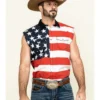 Cody James Men's American Flag Bubba Sleeveless Western Shirt 