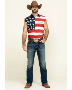 Cody James Men's American Flag Bubba Sleeveless Western Shirt  -Cody James 2000296071 600 P6