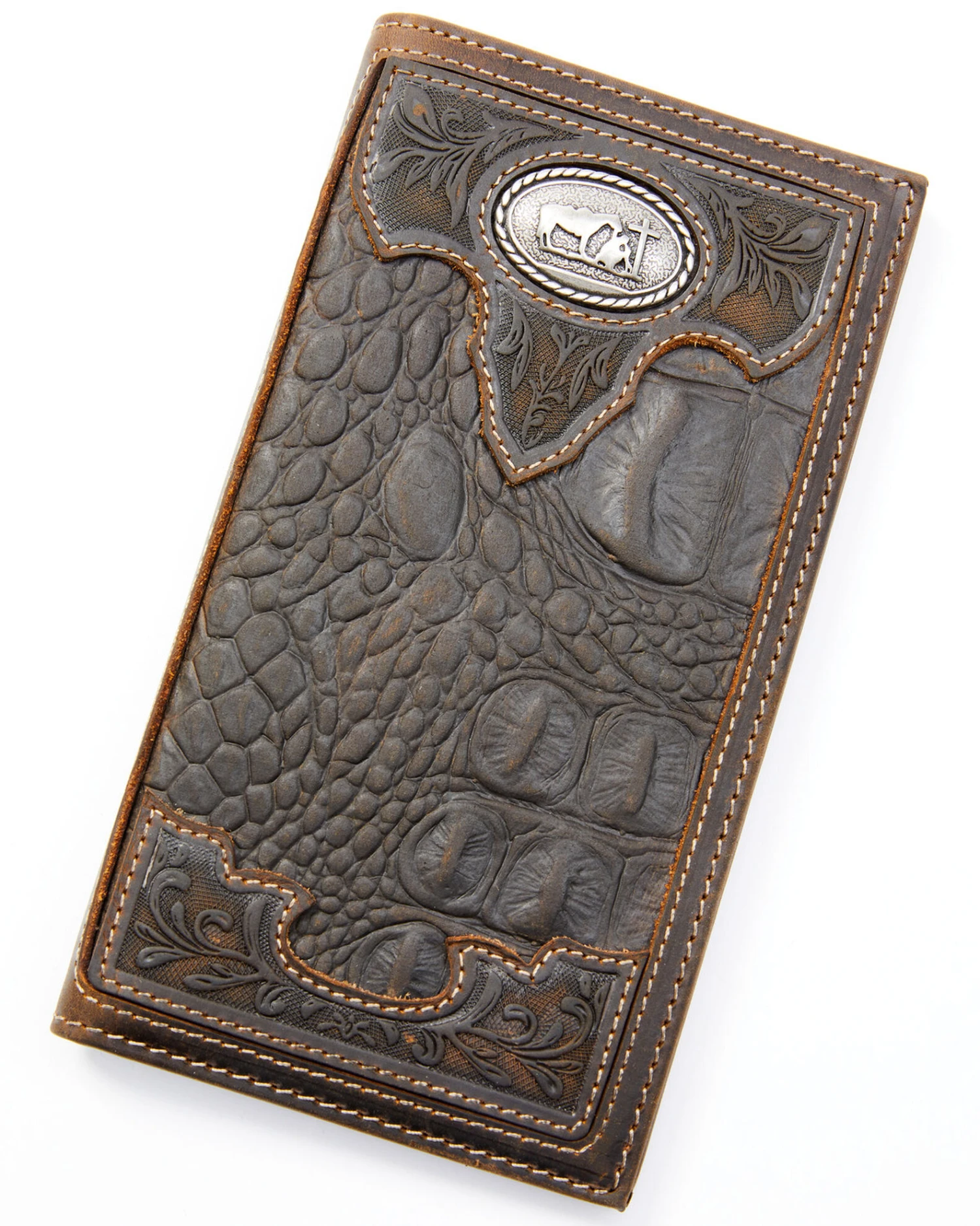 Cody James Men's Bi-Fold Crocodile Print Embossed Rodeo Wallet 1 Cody James Men's Bi-Fold Crocodile Print Embossed Rodeo Wallet