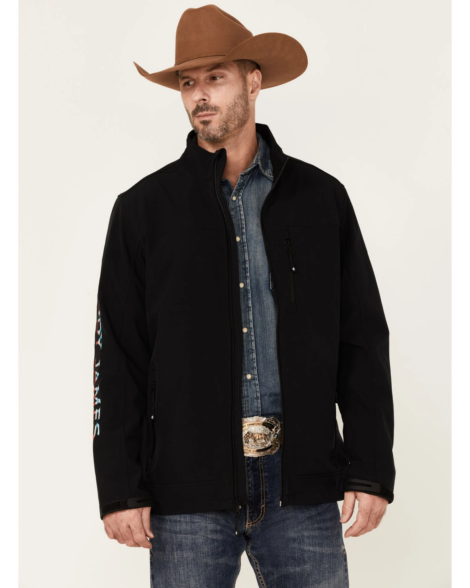 Cody James Core Men's Serape Logo Sleeve Zip-Front Steamboat Jacket 1 Cody James Core Men's Serape Logo Sleeve Zip-Front Steamboat Jacket