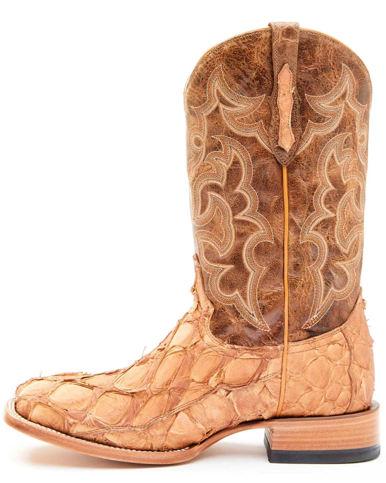 Cody James Men's Caramel Matte Pirarucu Exotic Western Boots - Broad Square Toe 3 Cody James Men's Caramel Matte Pirarucu Exotic Western Boots - Broad Square Toe - Image 3