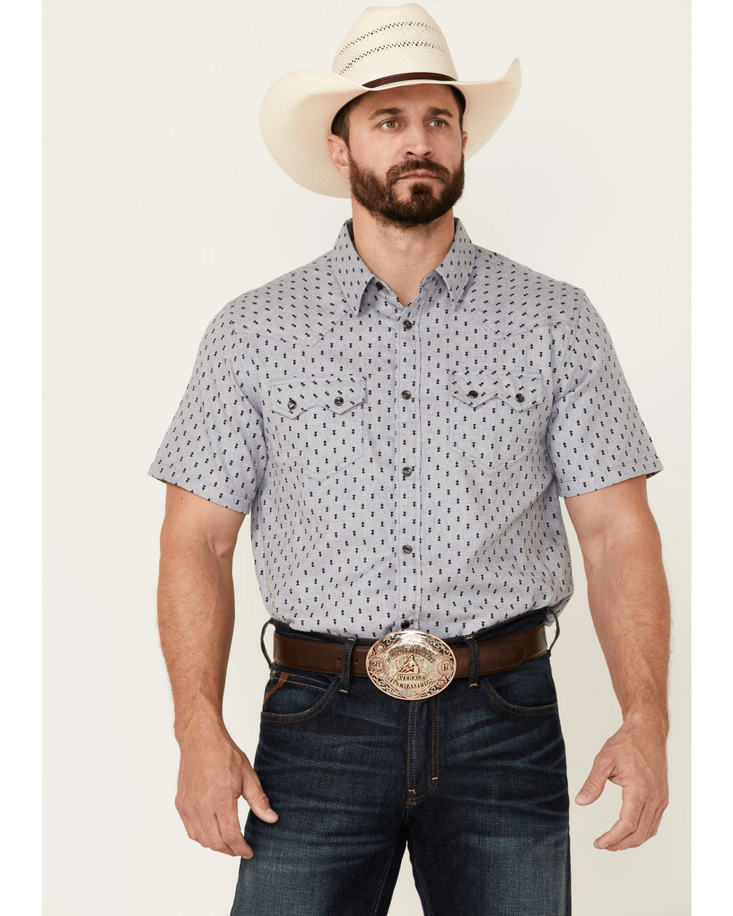 Cody James Men's Double Arrow Geo Print Short Sleeve Snap Western Shirt 1 Cody James Men's Double Arrow Geo Print Short Sleeve Snap Western Shirt