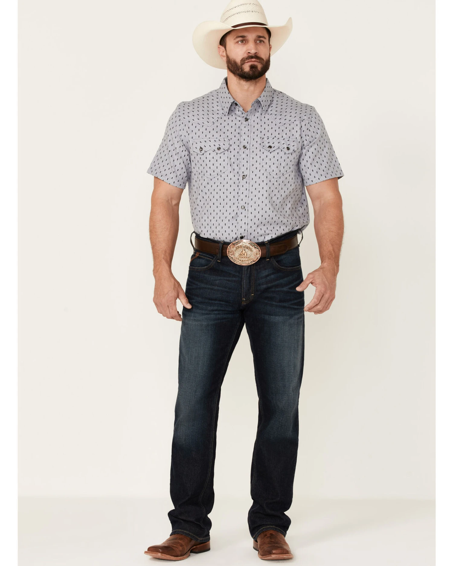 Cody James Men's Double Arrow Geo Print Short Sleeve Snap Western Shirt 2 Cody James Men's Double Arrow Geo Print Short Sleeve Snap Western Shirt - Image 2