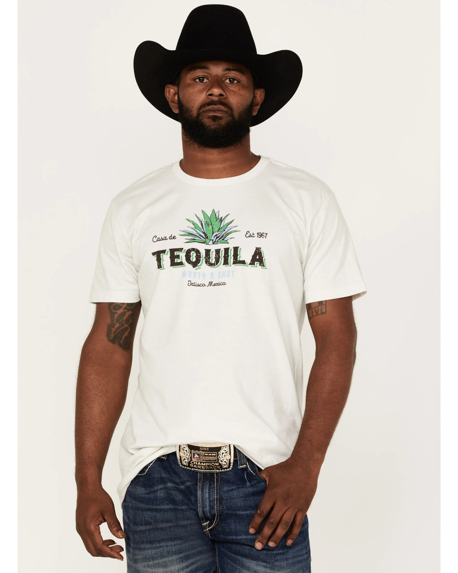 Cody James Men's Tequila Shot Ivory Graphic Short Sleeve T-Shirt 1 Cody James Men's Tequila Shot Ivory Graphic Short Sleeve T-Shirt
