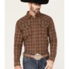Cody James Men's Rusty Nail Small Plaid Print Long Sleeve Snap Western Flannel Shirt - Big & Tall 