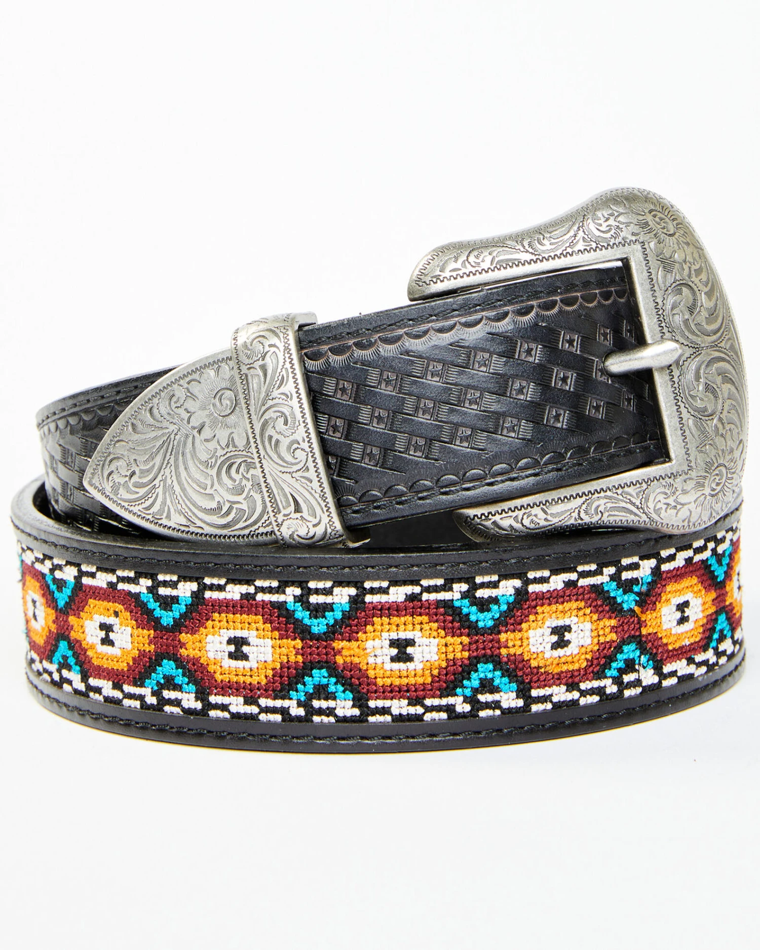 Cody James Men's Basketweave Billet With Southwestern Strap 3PC Buckle Belt 2 Cody James Men's Basketweave Billet With Southwestern Strap 3PC Buckle Belt - Image 2