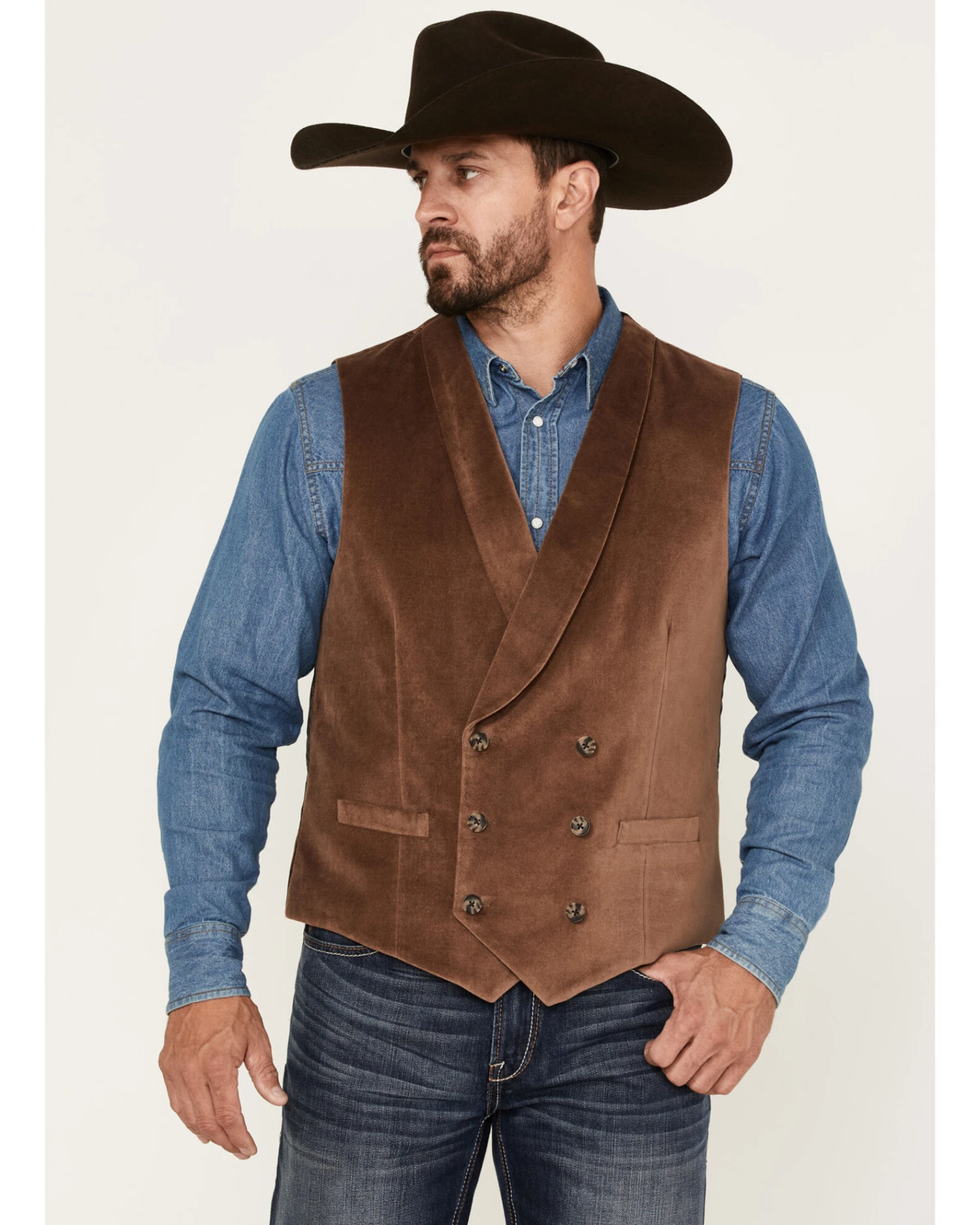 Cody James Men's Amarillo Double-Breasted Velvet Vest 1 Cody James Men's Amarillo Double-Breasted Velvet Vest