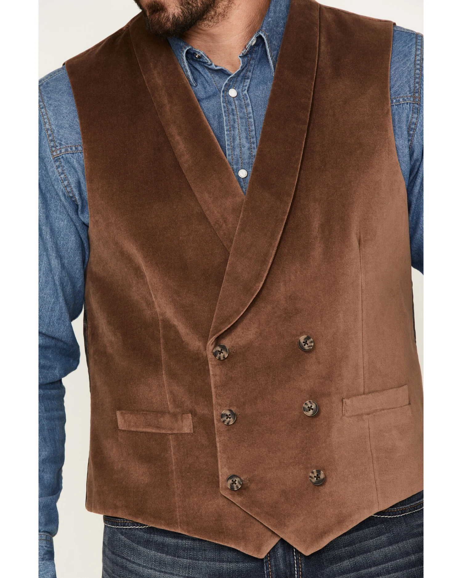Cody James Men's Amarillo Double-Breasted Velvet Vest 2 Cody James Men's Amarillo Double-Breasted Velvet Vest - Image 2