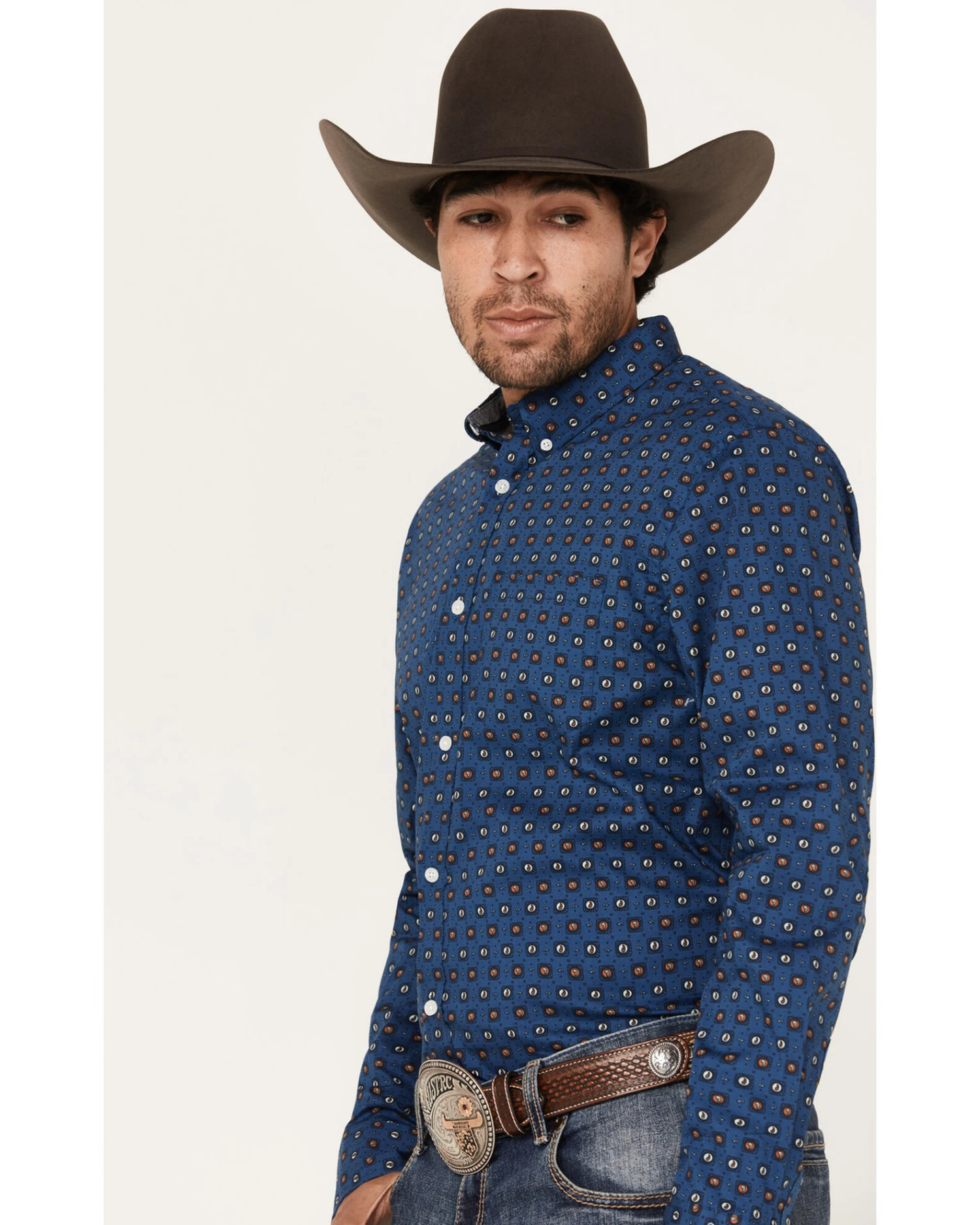 Cody James Men's 2nd Round Geo Print Long Sleeve Button-Down Western Shirt 2 Cody James Men's 2nd Round Geo Print Long Sleeve Button-Down Western Shirt - Image 2