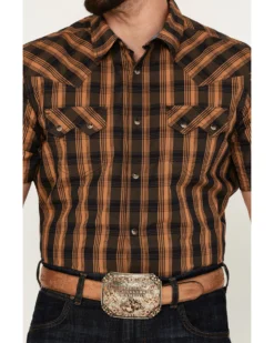 Cody James Men's Caliente Small Plaid Print Short Sleeve Western Snap Shirt -Cody James 2000385977 440 P3