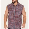 Cody James Men's Plaid Stars Bubba Sleeveless Western Shirt