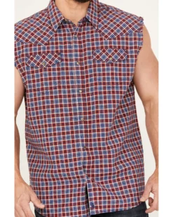 Cody James Men's Plaid Stars Bubba Sleeveless Western Shirt -Cody James 2000386233 410 P3